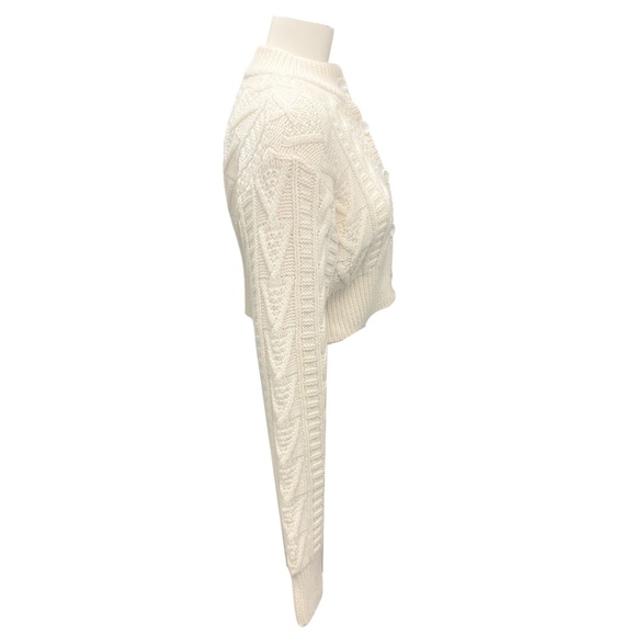 EMILIA WICKSTEAD IVORY CROPPED WOOL KNIT CARDIGAN SWEATER - Picture 2 of 5